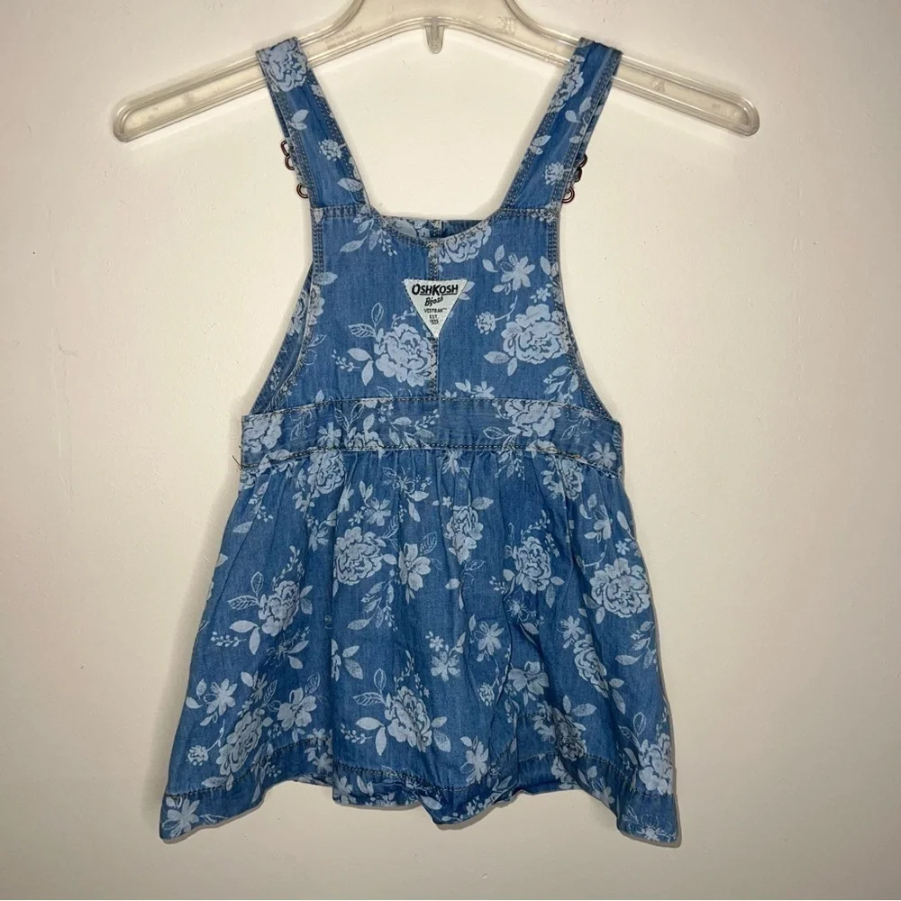 OshKosh B'gosh® Girls Floral Cotton Denim Jumper Dress Size 4T